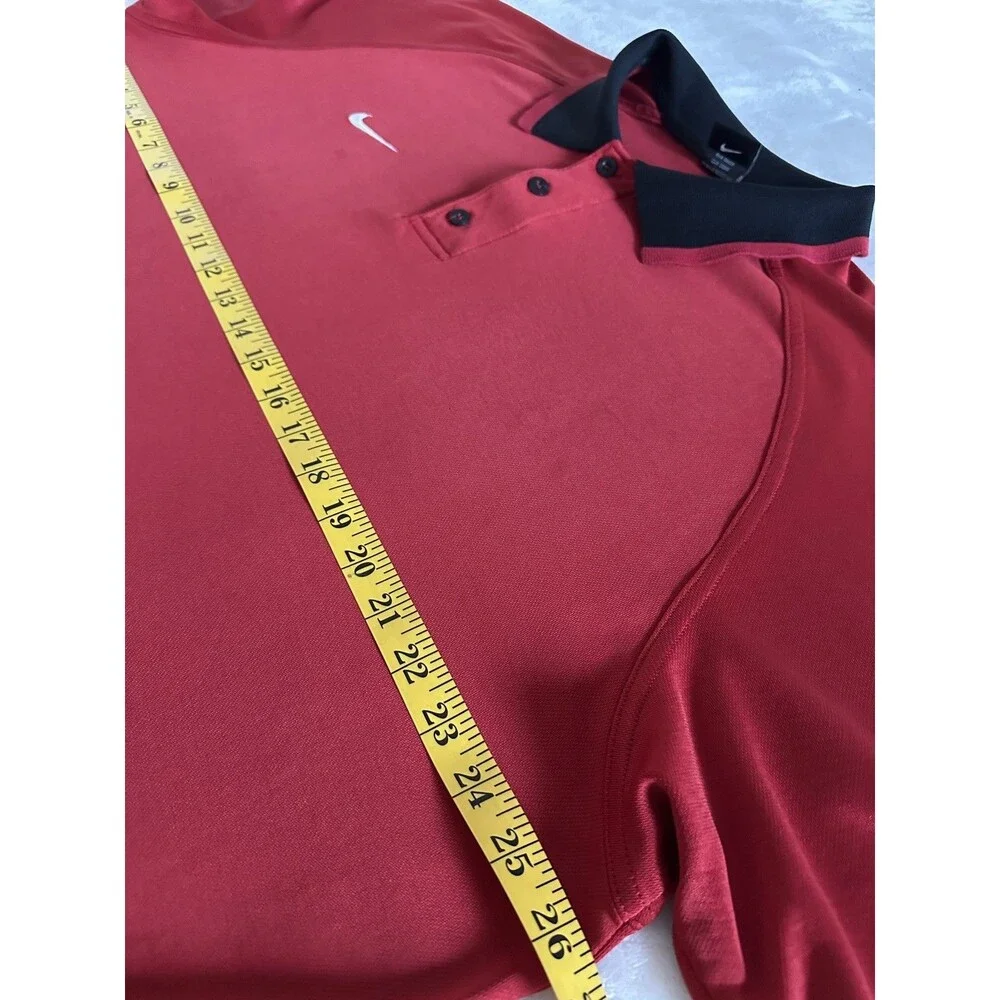 Vintage 90s Nike Team Polo Shirt Mens XL Red Black Collar Made in USA Cotton